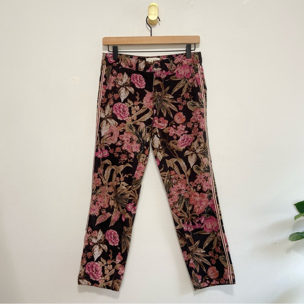 Chino by Anthropologie Floral Side Stripe Mid Rise Pants Size 25P